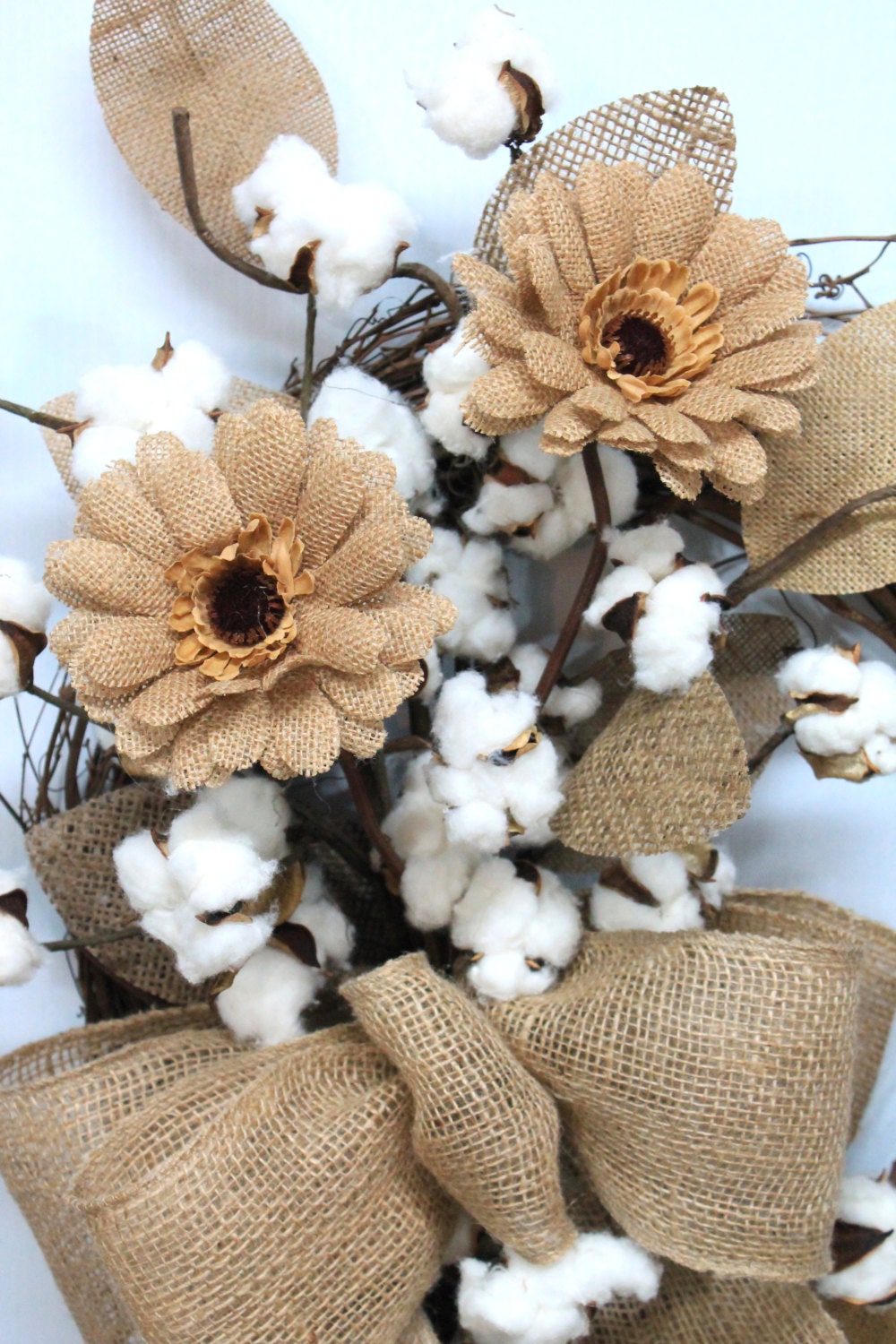 Daisy Cotton Wreath Cotton Boll Wreath Natural Cotton Boll