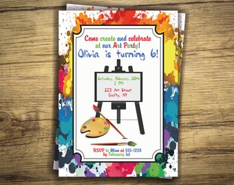 Art Birthday Party Invitation - Painting Crafty Theme Invite - Crafting, Boy, Girl Digital File, Printable