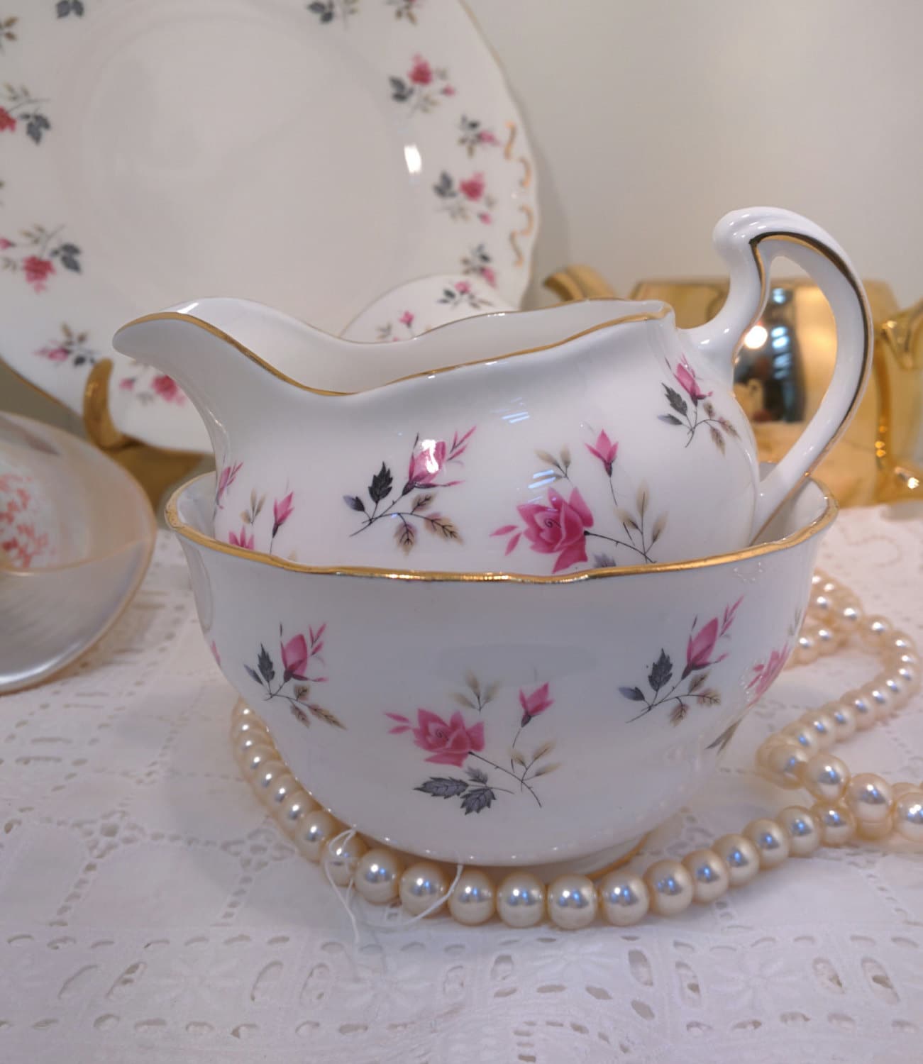Royal Osborne Sugar and Creamer Set / English Fine Bone China