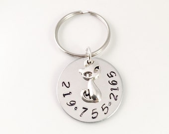 Cat Tag, Personalized cat Tag, Custom cat Tag, Pet ID Tag - Lost catTag, Kitty Cat Charm, Tag for kitten 1" custom hand stamped tag