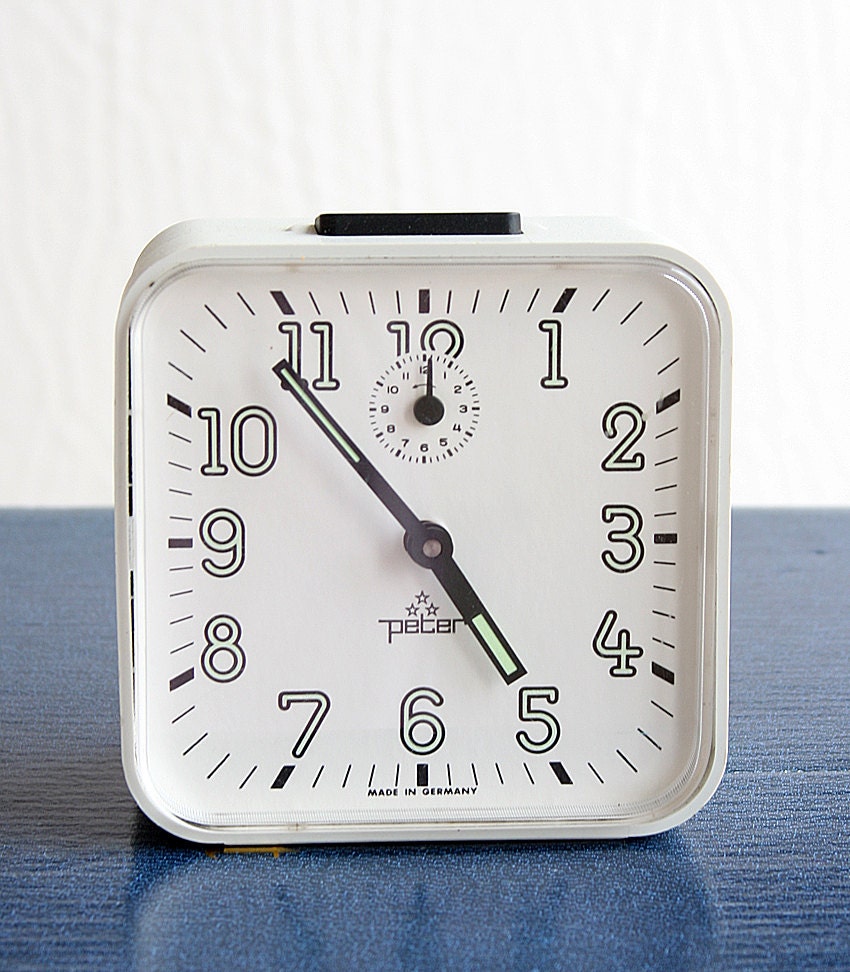 Vintage large wind up alarm clock 1970's German Peter
