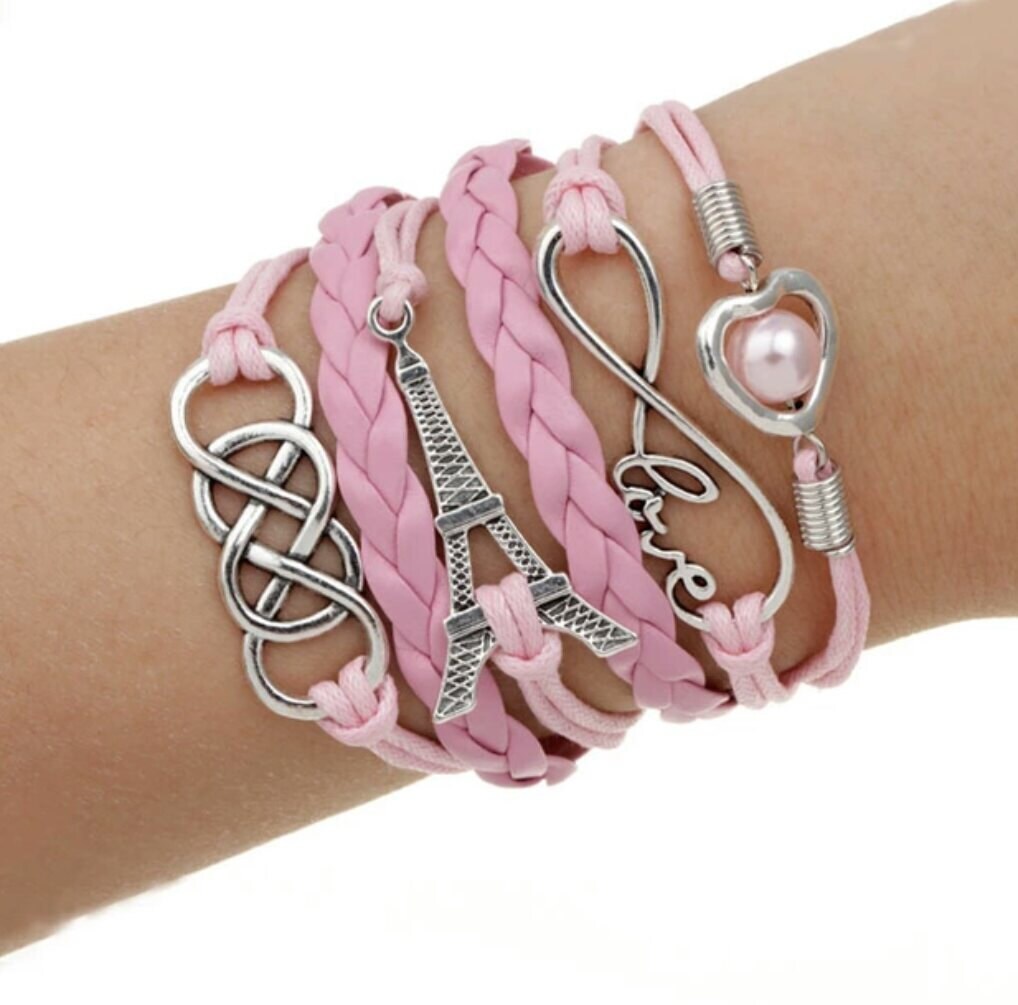 Eiffel Tower bracelet light pink
