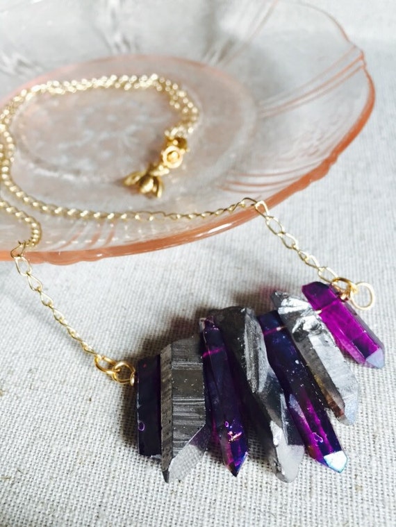 Items similar to Purple and Gunmetal Grey Gradient Necklace on Etsy