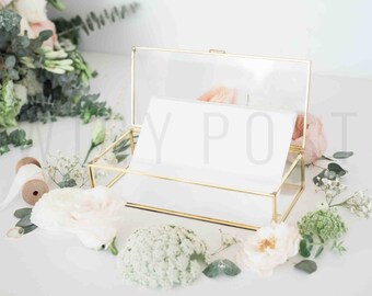Glass Box Styled Stock Photo for Instagram or Blog Header | Bridal Shower Wedding Invitation Mockup Image Social Media Floral Picture