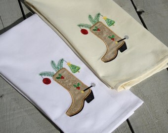 Cowboy Christmas Tea Towel