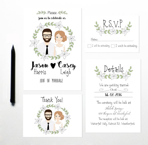 Custom Illustrated Wedding Invitations 3