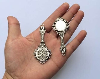10pcs Cameo Setting Tray Base 18mm Cabochon Blank Setting Tray Zinc Alloy Diy Mirror Pendant T079