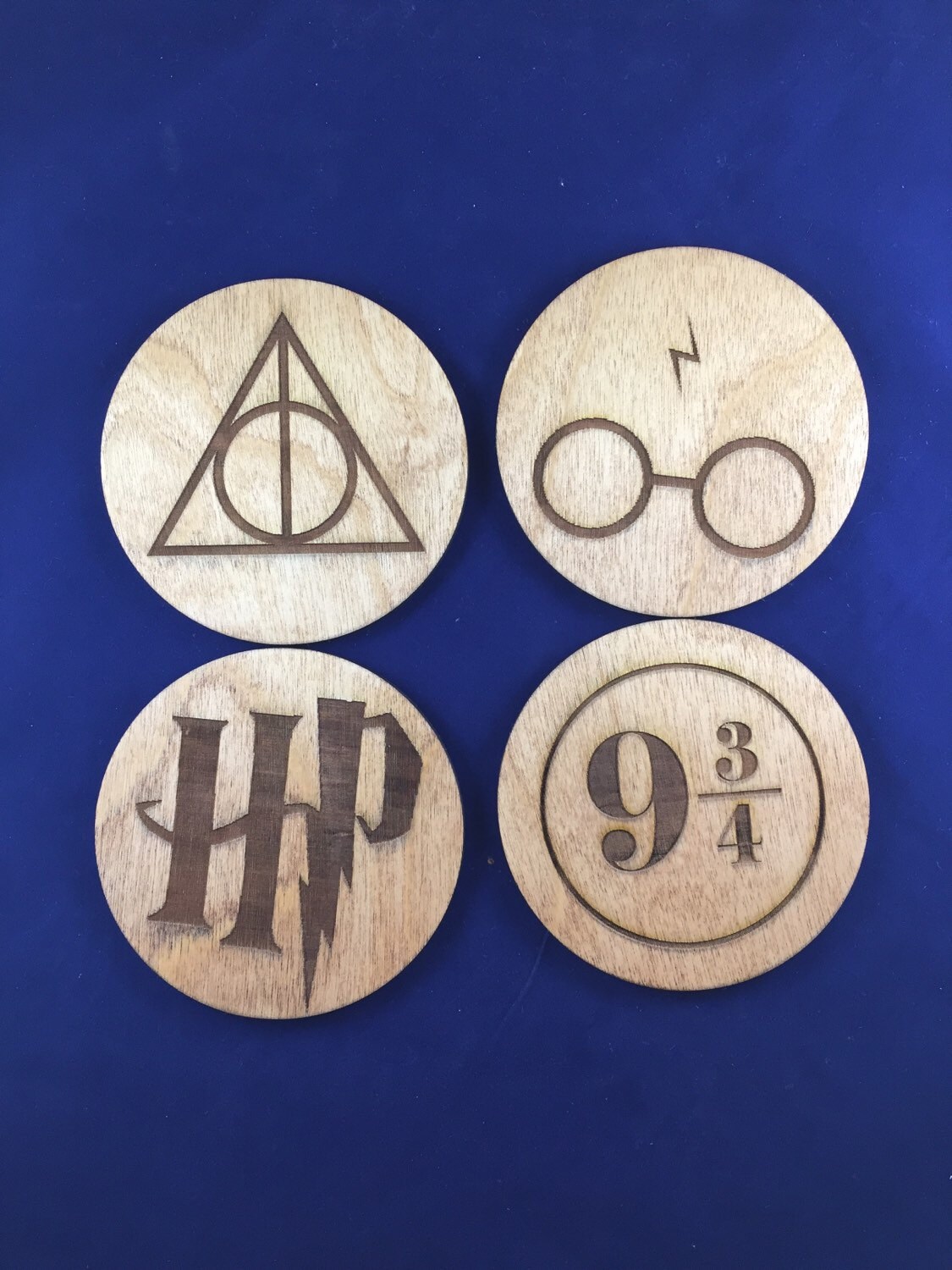 Harry Potter Symbols Wood Coasters by ArmTheLaser on Etsy