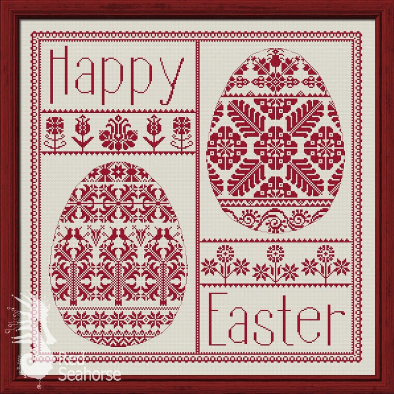 Happy Easter cross stitch pattern PDF instant download