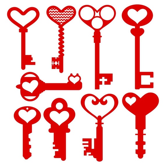 Download Key Love Valentine's Day Heart Designs Cuttable Pack SVG