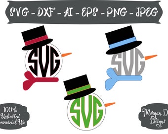Snowman SVG - Monogram Snowman SVG - Christmas SVG - Christmas Clipart - Files for Silhouette Studio/Cricut Design Space