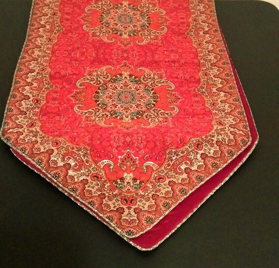 Red and Gold Table Runner Termeh Persian by SultanAccessories