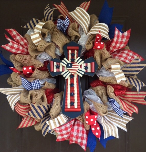 Patriotic cross wreath