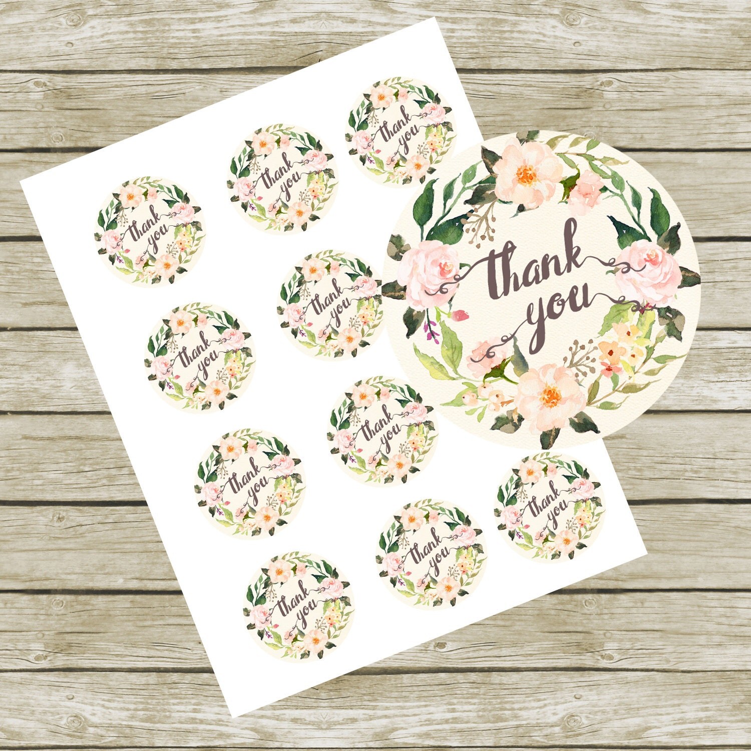 Thank You Tags Printable. 2 Round Tags. Instant