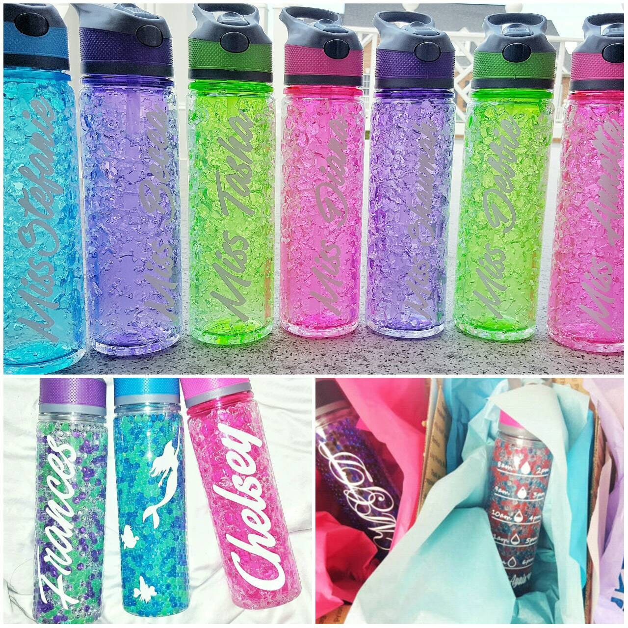 Personalized Insulated Freeze Gel Time Mark Water Bottle with