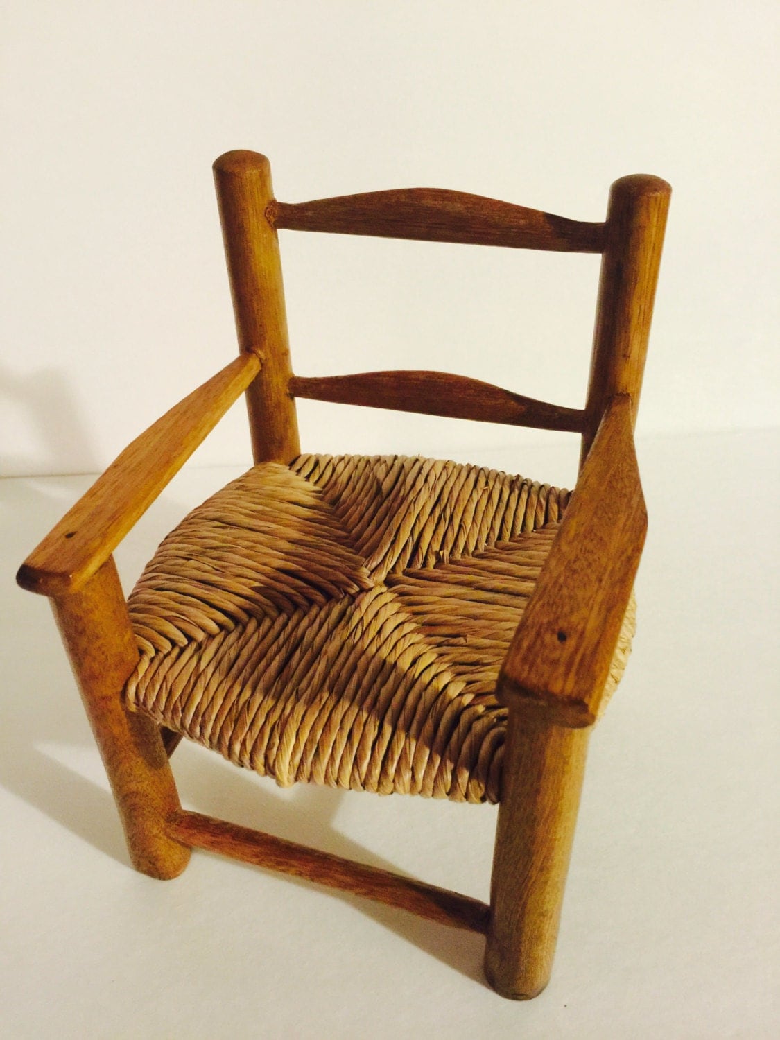 Antique Miniture Wicker Woving Caning Wood Doll Chair Haute Juice
