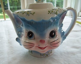 Vintage Lefton Miss Priss Kitty Teapot - 4 Cup