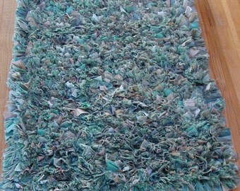 Handmade Shag Rug, "Turquoise Dream"