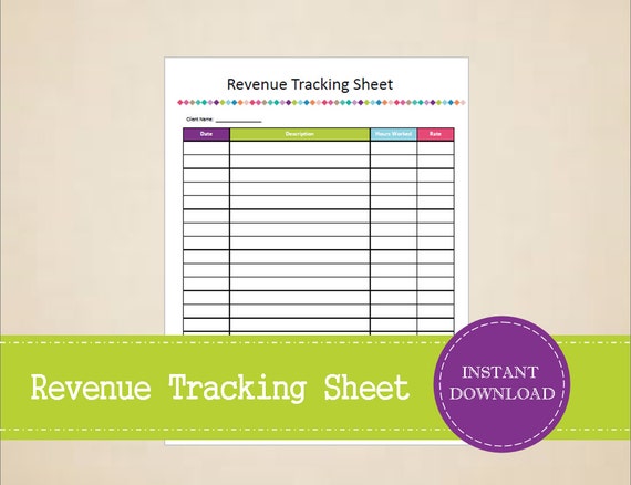 Revenue Tracking Sheet for Consultants Business Sales