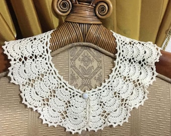 Openwork Collar Handmade Lace Collar Woman Neck Accessory Knitted Collar Feminine Gift Collar for Women Ecru Crochet Collar