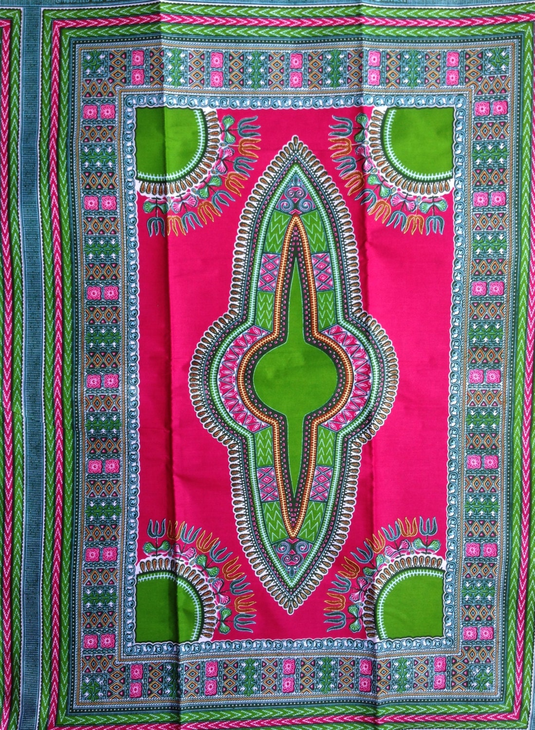Pink with Green Dashiki/ dashiki fabric African Print / Ankara