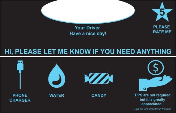Uber/Lyft Driver Sign Multi Colors