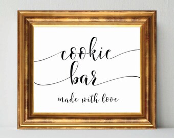 Wedding Sign, COOKIE BAR Made with Love, DIY wedding sign printable, wedding signage, bridal signs, calligraphy signs, printablestyles