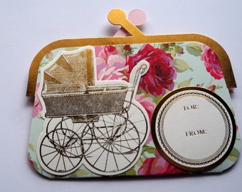 New baby Gift card holder, Coin Purse Gift Card Holder, All occasion gift, congratulations, money holder