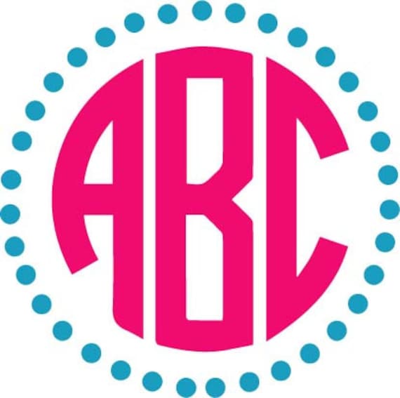 Polka dot monogram frame vinyl decal monogram by ARGraphicDesigns