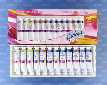 12 LADOGA EXTRA-FINE Acrylic Paint Set Russian Nevskaya Palitra