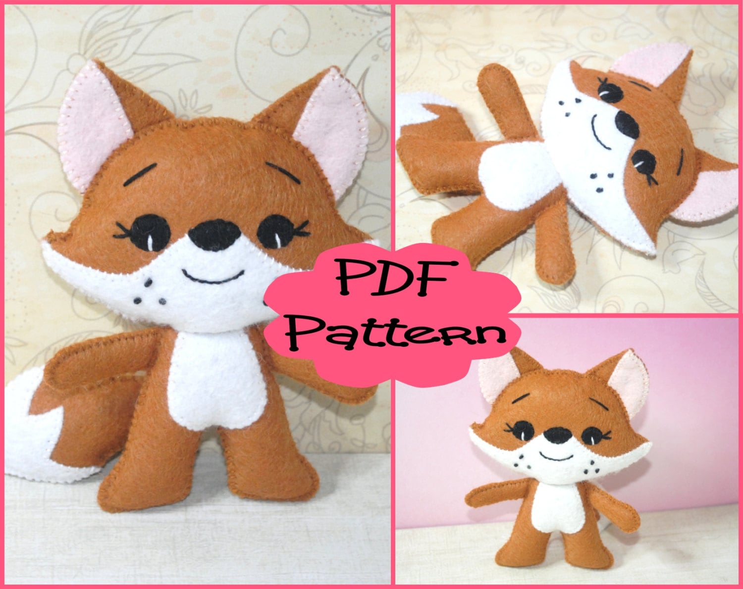 PDF Pattern Little Fox Felt Doll Pattern Felt Animal