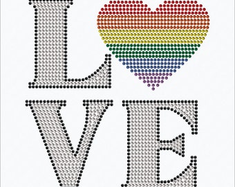Love LGBTQ, Pulse-Orlando iron on rhinestone transfer