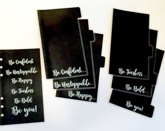 CUSTOM 6 Tab Black Personal Planner Dividers With Dashboard