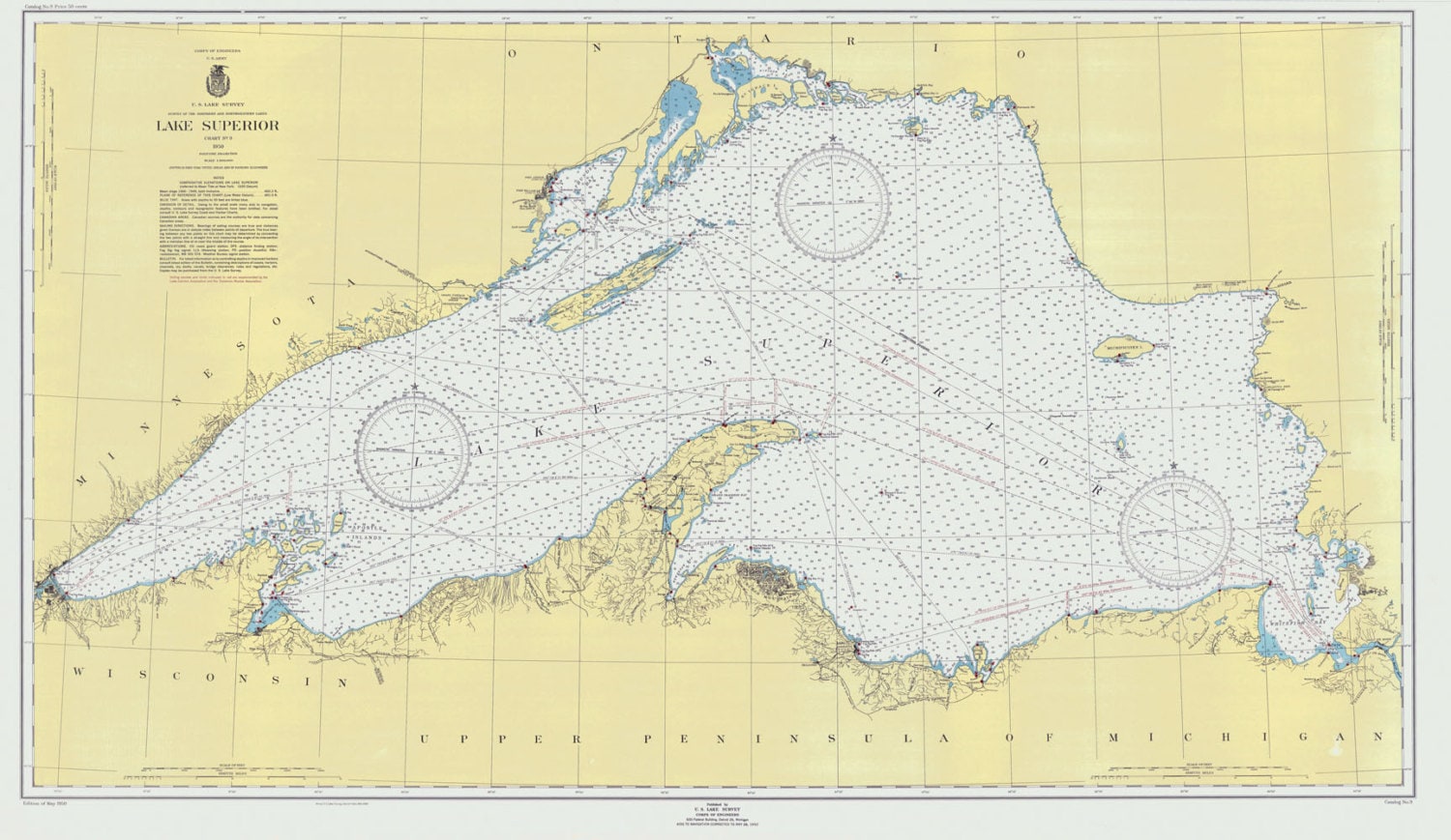 1950-nautical-map-of-lake-superior