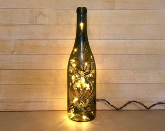 Lust, Wine Bottle Light, Gold Decor, Pinot Noir Bottle, 2013 Wine, Finger Lake Wine, Recycled Wine Bottle, Rustic Wine Bottle, New York Wine
