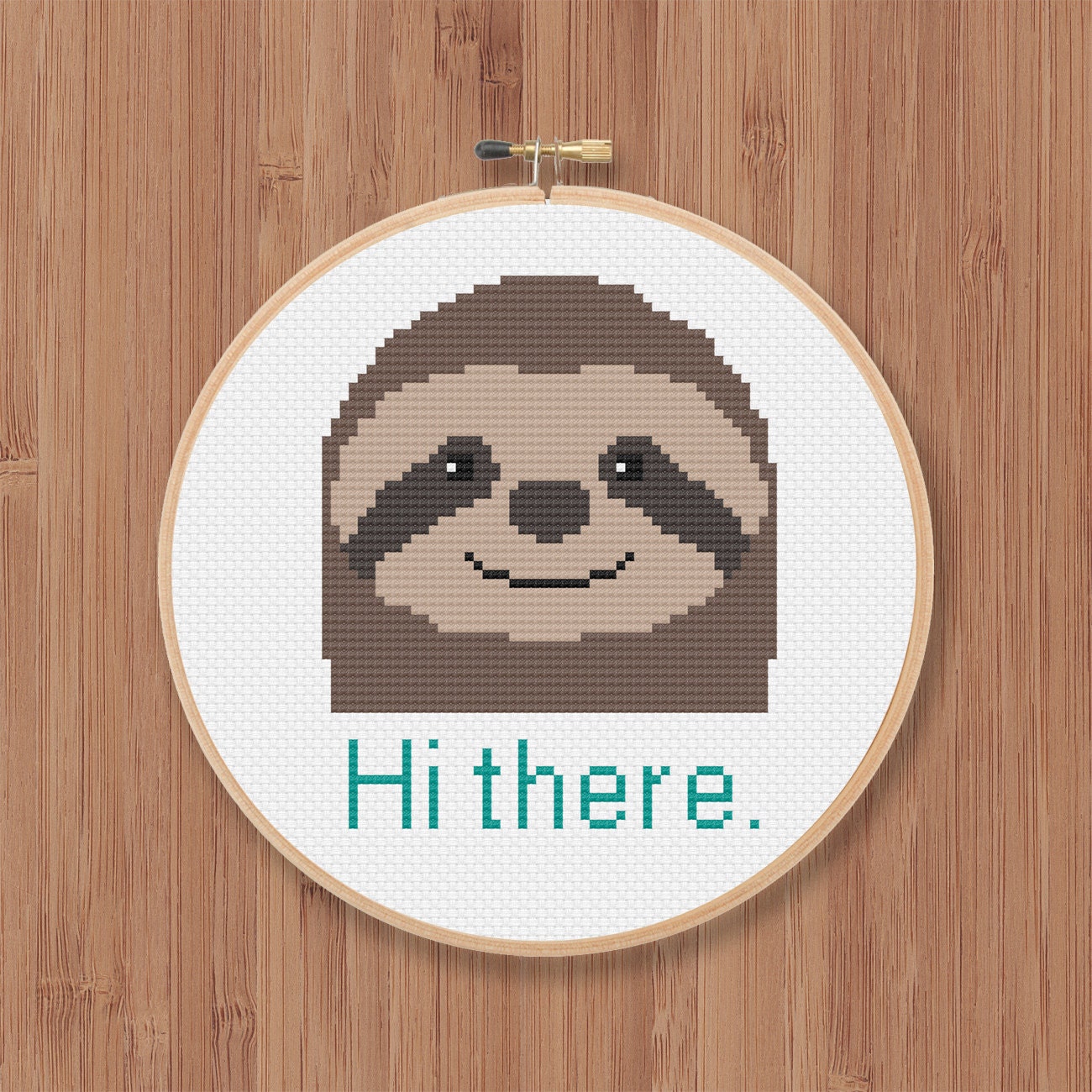 Hi There Sloth Cross Stitch Pattern