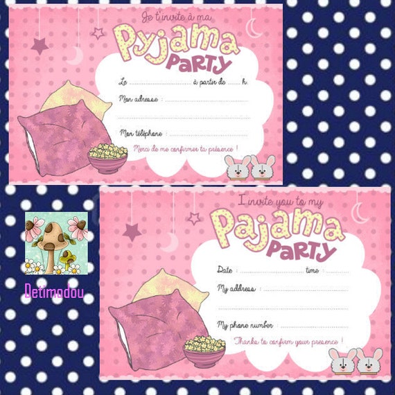 Articles similaires invitation soiree pyjama pajama party f te