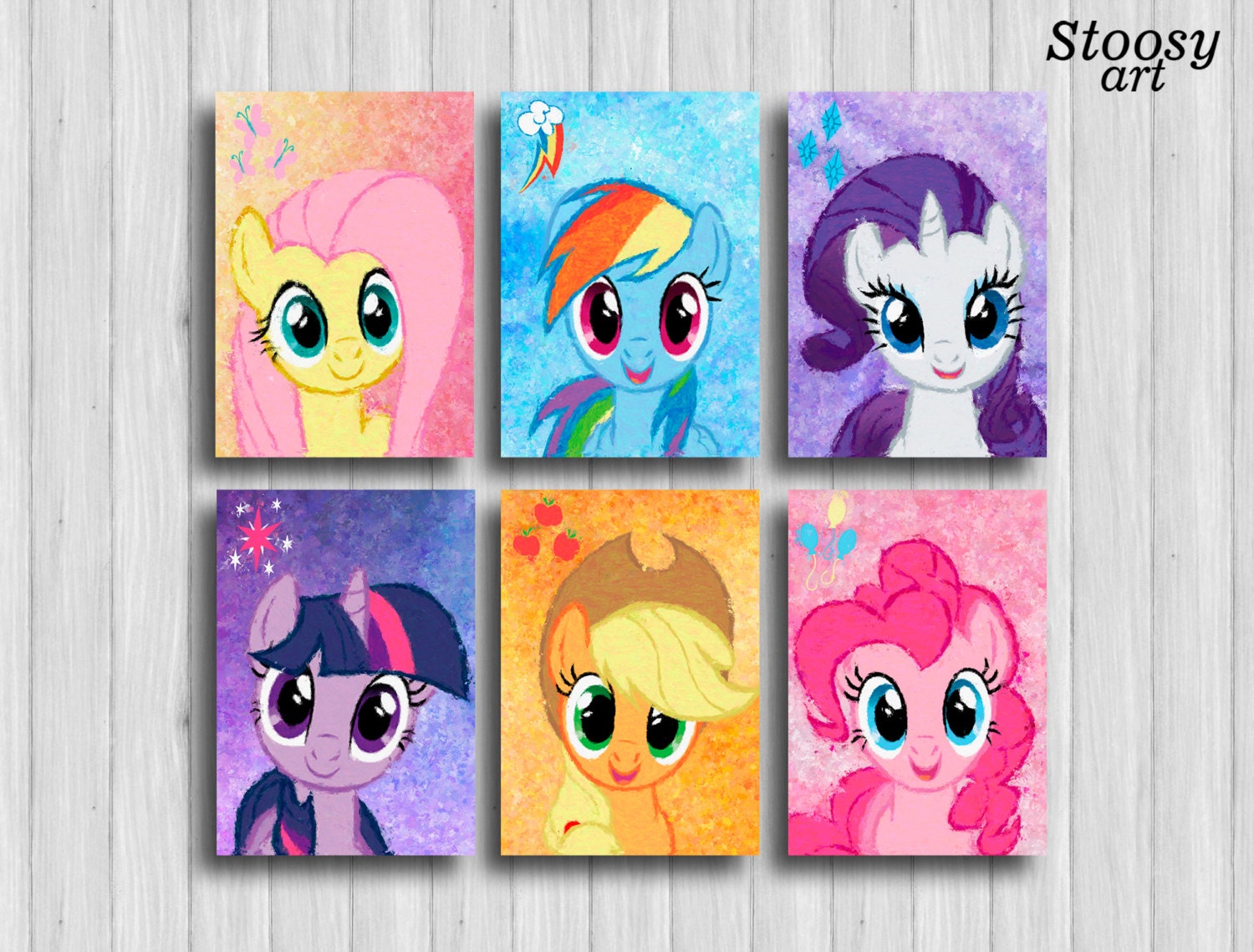 my little pony poster set of 6 Fluttershy Rainbow Dash Rarity