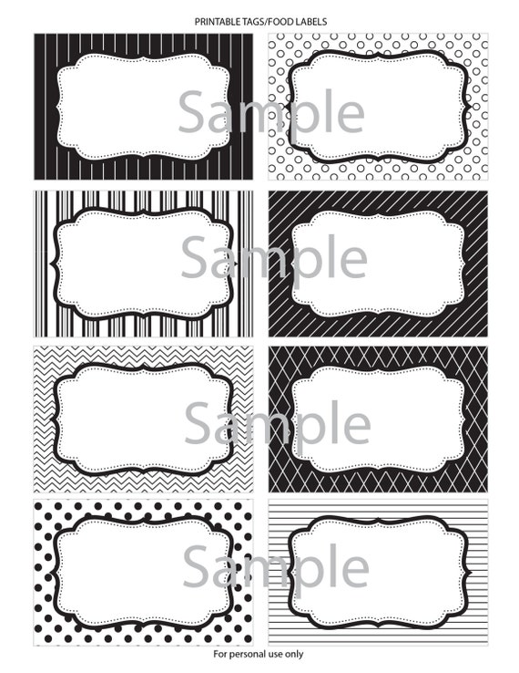 Black and White RandomLabels Candy Buffet Black and White