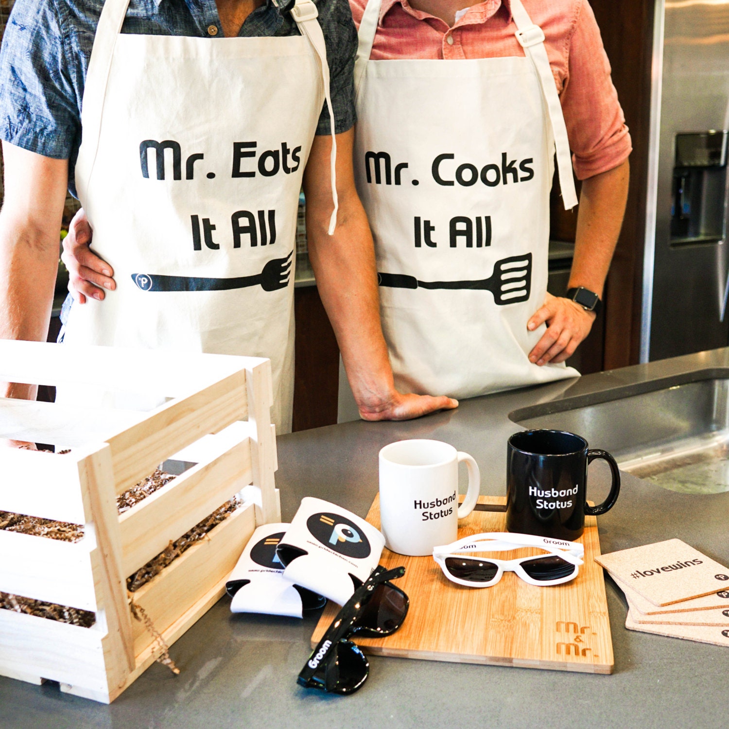 Gay Couple Kitchen Crate. Makes a Great Gay Wedding Gift