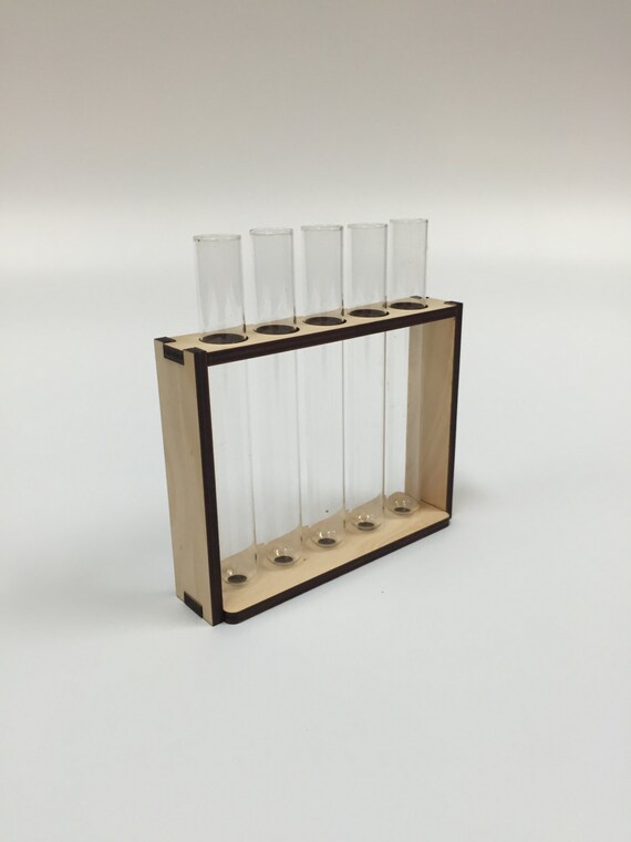 Test Tube and Timber Bud Vase 5 Tubes