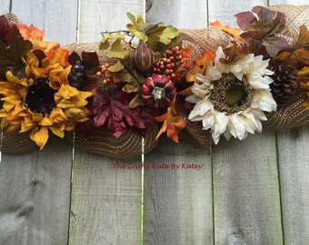 Fall Garland, Fall Decorations, Fall Decor, Fall Swag, Fall mailbox swag, Fall Centerpiece, Thanksgiving Garland, Autumn Garland