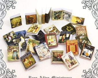 28 Fairy Tales Dollhouse Miniature Book Cover Set 5 –28 FAIRY TALES Vintage Story Book Cover - 1:12 Printable Dollhouse Book Cover DOWNLOAD