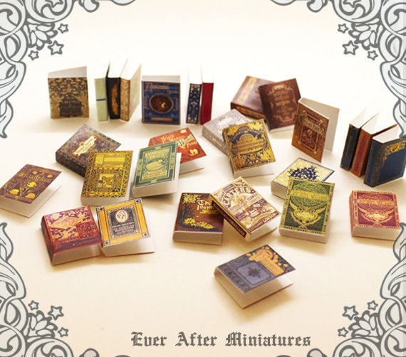 28 Dollhouse Miniature Book Cover Set 3 by EverAfterMiniatures