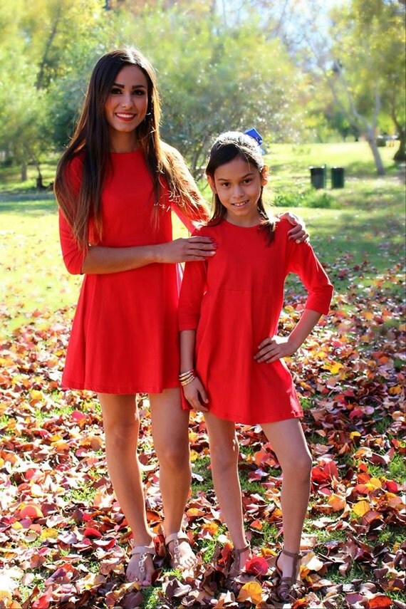 Red short dresses Mommy and Me Matching Dresses by LittleMiaBella