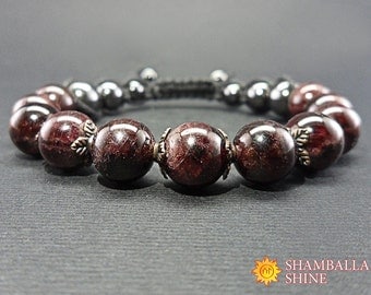 Garnet bracelet Love energy bracelet Beaded bracelet Balance bracelet Boho Chic Yoga Bracelet Gemstone bracelet Garnet Jewelry Shamballa
