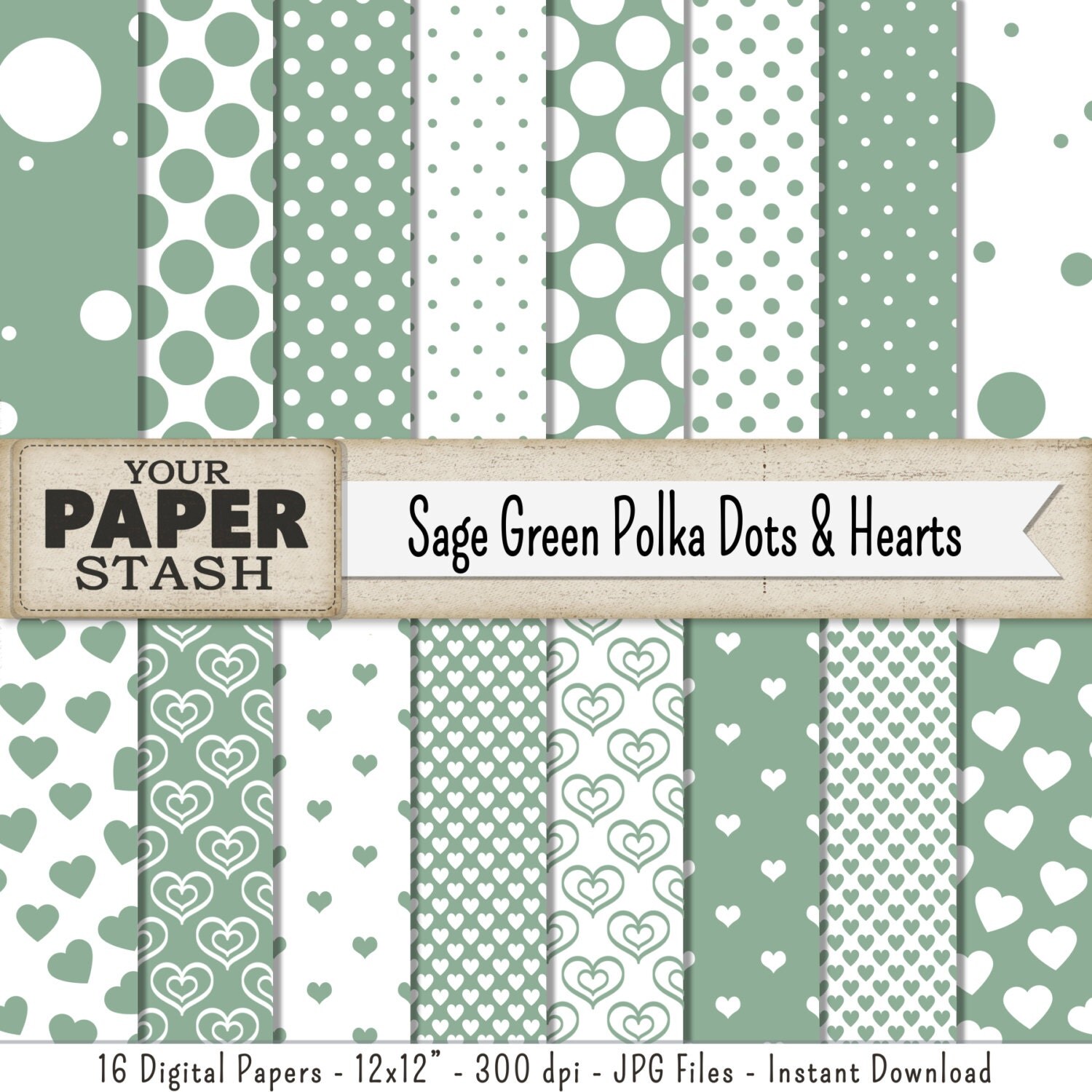 sage green polka dots