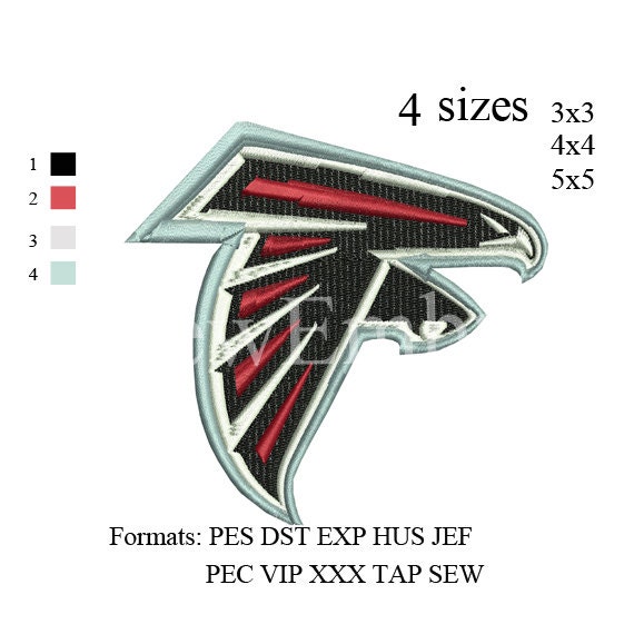 Atlanta Falcons logo embroidery design machine by NewEmbro on Etsy