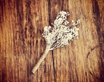 Rustic Baby's Breath Boutonniere, Rustic Wedding, Rustic Boutonniere, Spring Wedding, Summer Wedding, Baby's Breath Wedding
