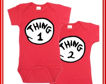 Dr. Seuss Thing1 Thing 2 Onesie, Thing 1 Thing Two, Twin Onesies, Funny Baby Clothes, Baby Shower Gift, Twin Outfits Baby boy Newborn Photos